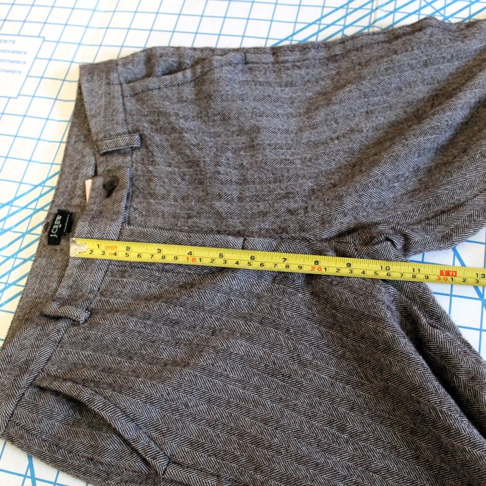 J. Crew Factory Favorite Fit Brown Wool Herringbone Lined Trousers Pants, Size 4 - Picture 7 of 10